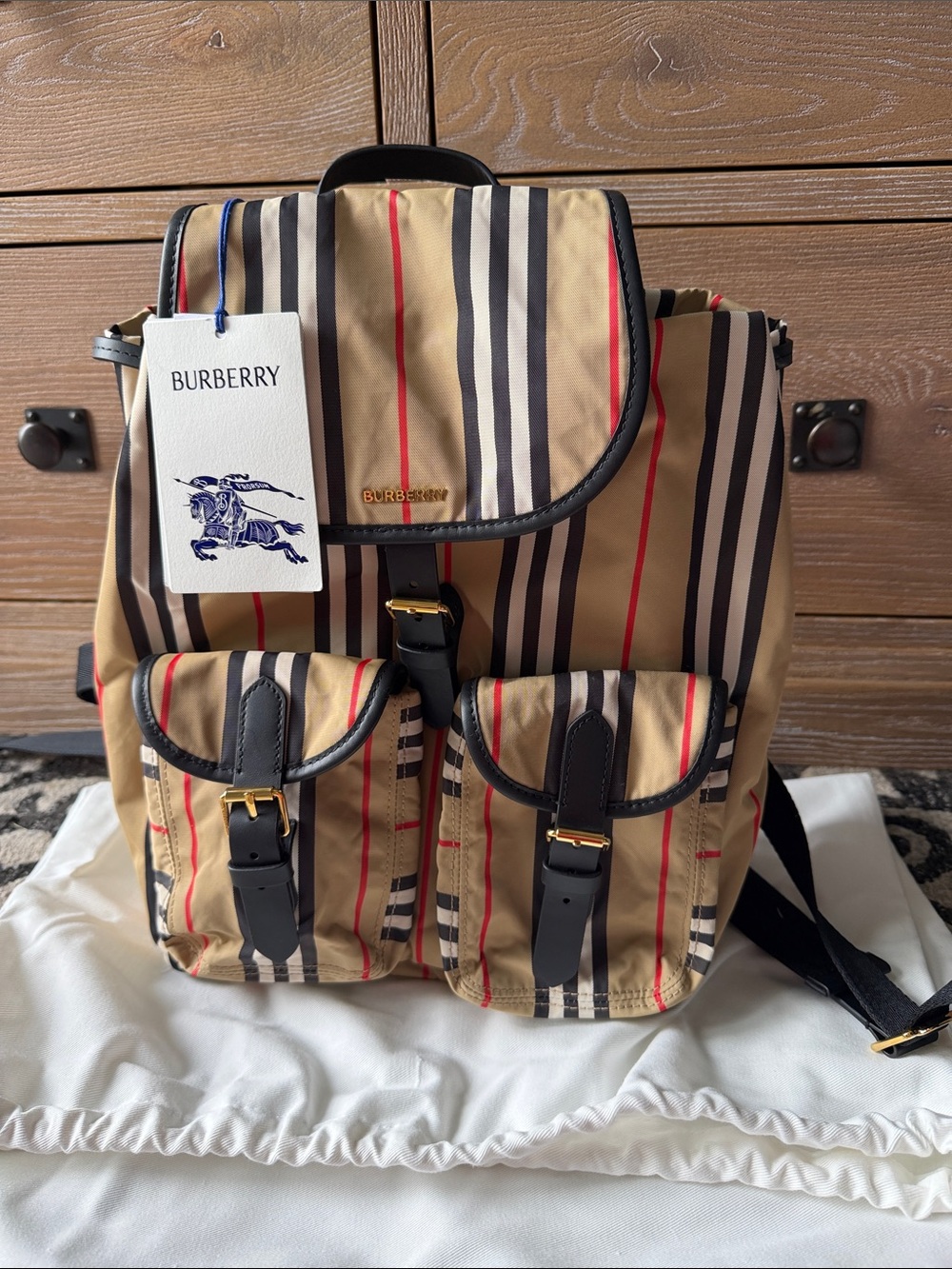 Burberry Khaki Vintage Check Canvas Backpack - in stores for $1595